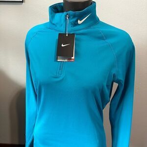 Nike Pro Combat Womens XL Turquoise Half ZIP ThermaFit Jacket